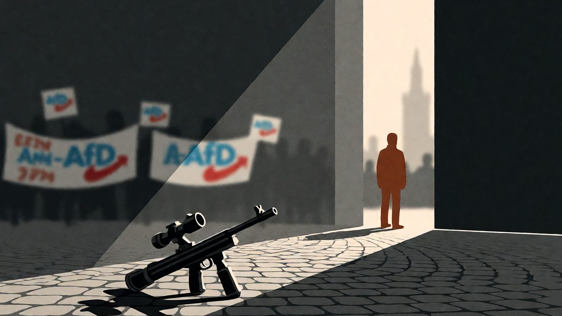 compressed‑air rifle used in the anti‑AfD protest in Halle