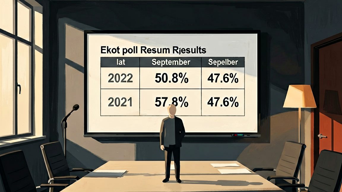 Ekot poll results board displayed inside Swedish Radio's headquarters in Stockholm