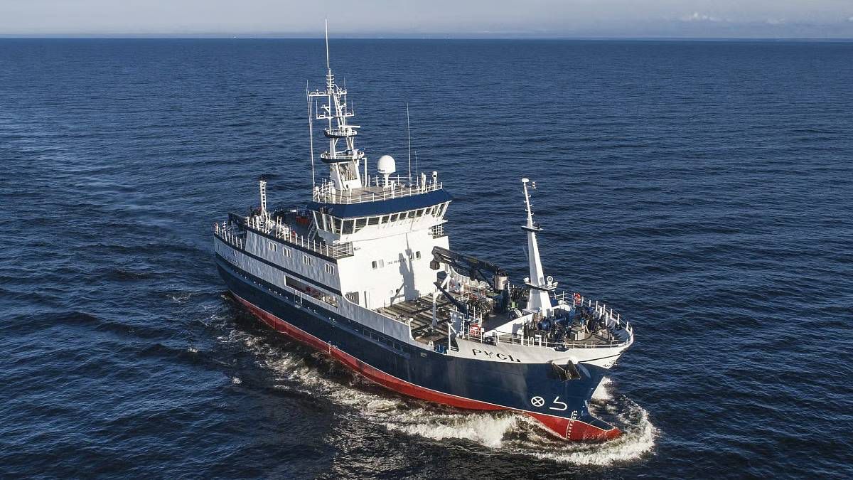 The Russian trawler Rus (Русь) under way in northern waters.